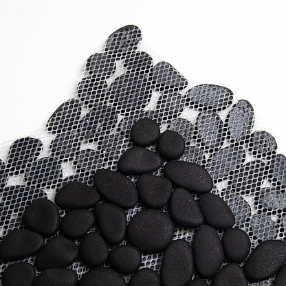 Pebble Tile for Shower Floor, 12"x12" Black Pebble Tiles, 5 SqFt | Slip-resistant Pebble Floor Tile for Bathroom, Shower, Kitchen Walls & Outdoor Areas, Mesh-Backed Easy to Install