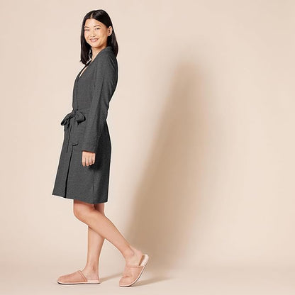 Amazon Essentials Women's Lightweight Cotton Waffle Mid-Length Bathrobe (Available in Plus Size)