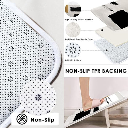 Bathroom Sets with Shower Curtain and Rugs, Boho 4 Pcs, Geometric | Minimalist Modern Abstract Art Bathroom Decor Set with Toilet Lid Cover, Non-Slip Bath Mats and Accessories 12 Hooks