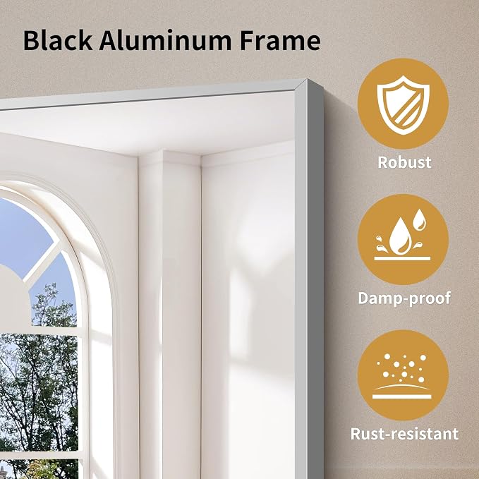 YIROMAN Bathroom Mirror 72"x36", Large Brushed Silver Bathroom Mirror for Over Sink with Aluminum Frame, Rectangular Vanity Mirror with Right Angle, Wall Mirror Hangs Horizontal or Vertical