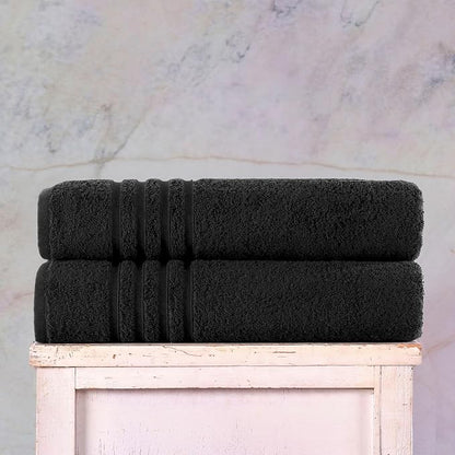 Hawmam Linen Jumbo Large Bath Sheets Towels 2 Pack Soft and Absorbent, Premium Quality 100% Cotton Towels (Black, Bath Sheet)