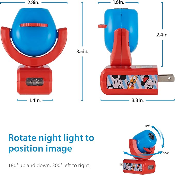 Projectables Mickey & Minnie Mouse Night Light with Dusk to Dawn Sensor | Plug In Night Light for Kids Room, Nursery, and Children's Bedroom, Mickey Mouse Room Décor, UL Certified, Energy Efficient