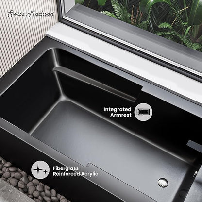Voltaire 54" x 30" Right-Hand Drain Alcove Bathtub with Apron in Matte Black