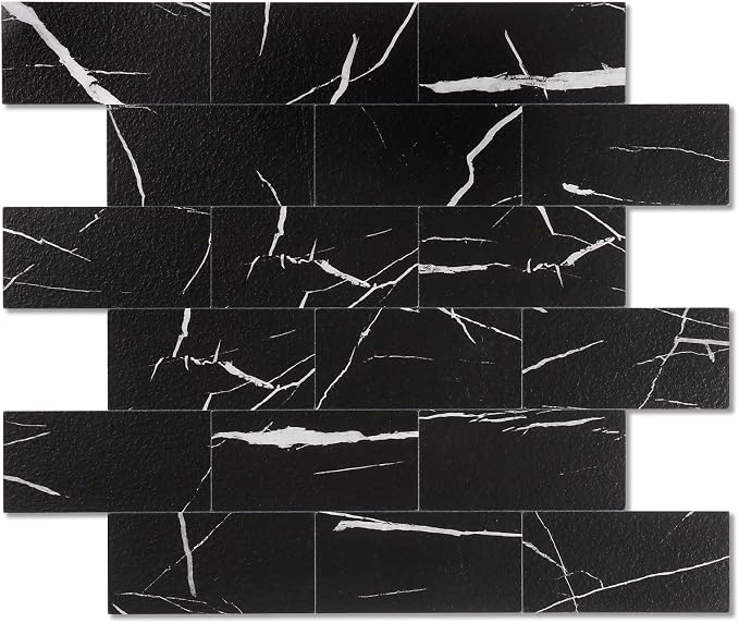 2026 New Upgrade Peel and Stick Backsplash Tile, Peel and Stick 11.34" X 11.57" Wall Tile for Kitchen, Bathroom, Fireplace, Laundry (Black Rocks, 10 Packs)