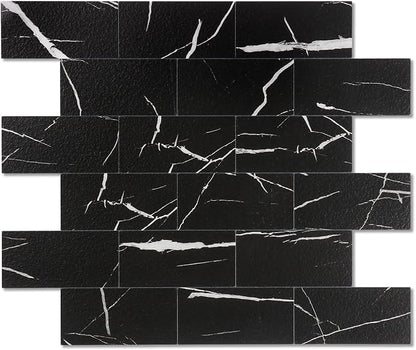 2026 New Upgrade Peel and Stick Backsplash Tile, Peel and Stick 11.34" X 11.57" Wall Tile for Kitchen, Bathroom, Fireplace, Laundry (Black Rocks, 10 Packs)