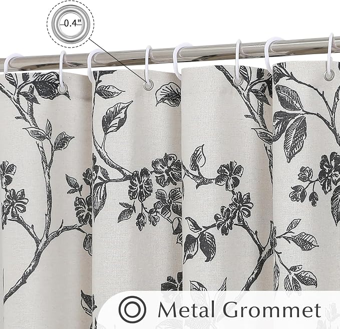 MitoVilla Extra Long Cotton Floral Shower Curtain for Bathroom,72 x 96 | Extra Long BoHo Cottagecore Spring Shower Curtains, Modern Farmhouse Country Plant Leaves Bathroom Décor, 72 x 96