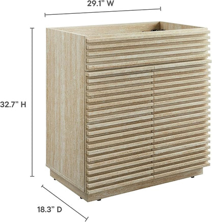 Modway Render Faux Travertine Slatted Bathroom Cabinet in Travertine