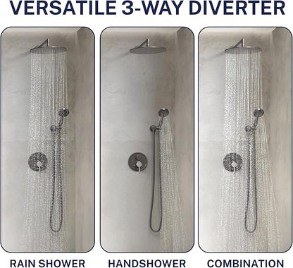 HammerHead Showers Solid Metal Shower Valve and Trim Kit, Two-Handle Volume and Temperature Control with Integrated Diverter, Pressure Balance Rough-In Valve Included, Oil Rubbed Bronze