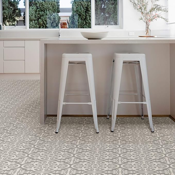 FloorPops FP2942 Medina Peel & Stick Floor Tiles, Grey (Pack of 2)