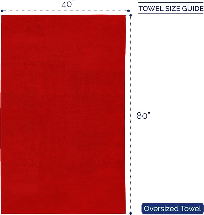 Elegant Comfort Premium Super Soft Highly Absorbent 1 Piece Oversized Bath Sheets - 40" x 80" inch, Luxurious Hotel Spa Quality 100% Turkish Cotton Extra Large Bath Towels for Adults, Red