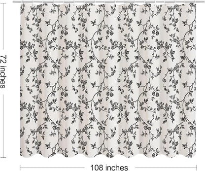 MitoVilla Extra Wide Cotton Floral Shower Curtain for Bathroom,108 x 72 | Extra Wide BoHo Cottagecore Spring Shower Curtains, Modern Farmhouse Country Plant Leaves Bathroom Décor, 108 x 72