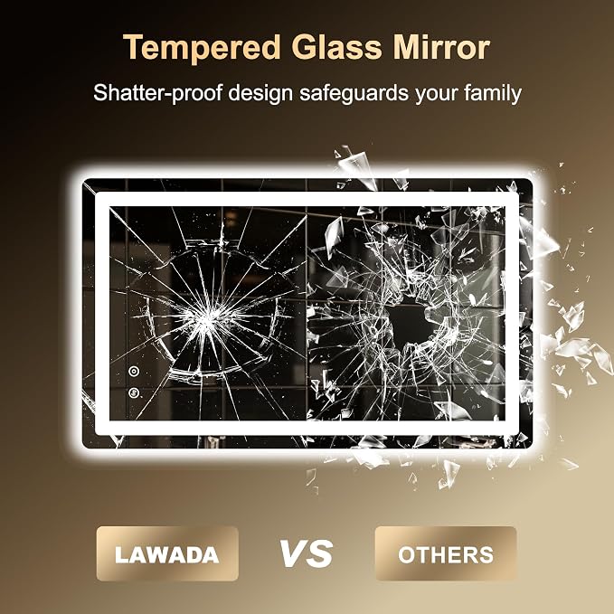 LED Bathroom Mirror, 40"x24" Bathroom Vanity Mirror with Lights | Smart Anti-Fog, Dimmable, 3 Color Modes, Backlit+Front Lit, Memory Function, HD Tempered Glass,Horizontal/Vertical,ETL Listed