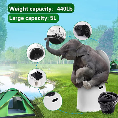 Portable toilet, adult and child toilet, 5.3 gallon mobile toilet bucket, camping and RV toilet, suitable for camping, hiking, RV, boat, bedroom