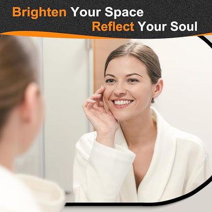 30x20 Black Oval Bathroom Mirror for Over Sink, Aluminum Frame | HD Reflection No Distortion, Aluminum Frame, Mounting Hardware for Vertical or Horizontal Mount