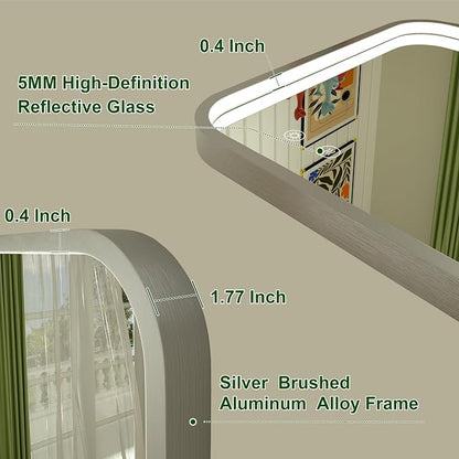 30"x30" Silver LED Bathroom Mirror with Lights,3000K/4500K/6000K | Stepless Dimmable, Anti-Fog, Memory Function, Wall Mounted Lighted Bathroom Vanity Mirror, ETL Listed, Aluminum Frame
