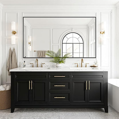 FICTOR Bathroom Vanity Mirror for Over Sink, 55" x 30", Black | Anti-Rust Frame, Shatterproof Tempered Glass, Vertical/Horizontal Wall Mounted Mirror for Bedroom, Entryway, Living Room