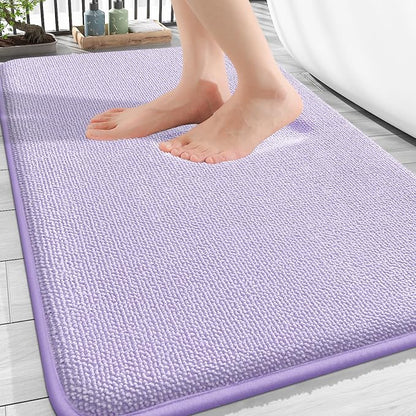 OLANLY Thick Memory Foam Bathroom Rugs 30x20, Absorbent Bath Mat, Lavender | Soft Quick Dry Bath Rugs, Non-Slip, Machine Washable Carpet for Bathroom Floor, Tub and Shower, Home Decor Accessories