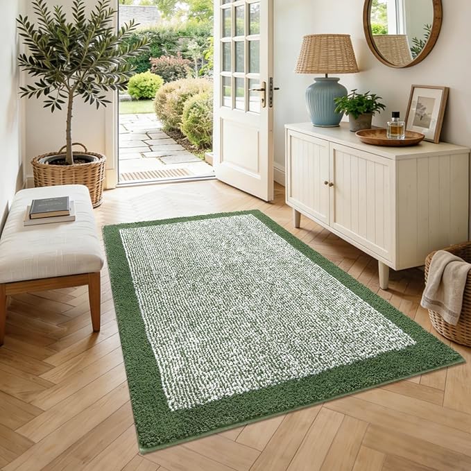 48x32 Large Bathroom Rugs Washable Non Slip, Matcha Green Bath Mat for Bathroom Floor Tub, Soft Absorbent Quick Dry Mats for Shower, Bathtub,Home Decor