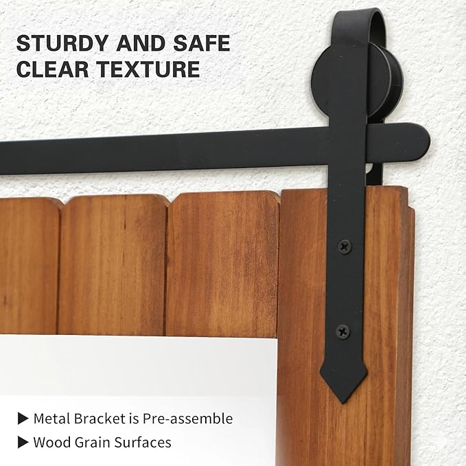 Besdomus Bathroom Rustic Wall Mirror: 22"x30" Brown Barn Door Solid Cedar Wood Frame Vanity Mirror - Wall Mounted Mirror for Hallway/Living Room/Bathroom - Farmhouse Decor for Fashion-Conscious