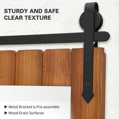 Besdomus Bathroom Rustic Wall Mirror: 22"x30" Brown Barn Door Solid Cedar Wood Frame Vanity Mirror - Wall Mounted Mirror for Hallway/Living Room/Bathroom - Farmhouse Decor for Fashion-Conscious