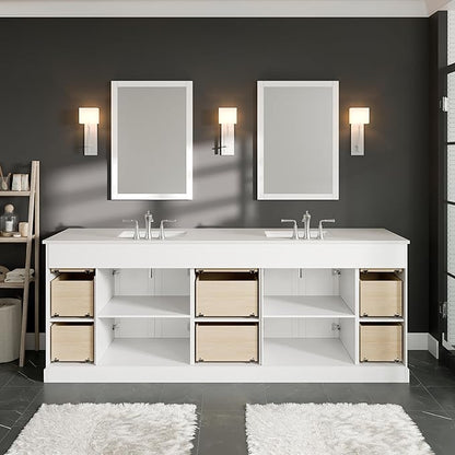 Eviva Epic 84 in. White Double Sink Bath Vanity with Carrara Quartz Top