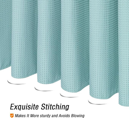 Long Teal Fabric Shower Curtain, 72 x 78 | Tall Cloth-Textured Shower Curtain for Bathroom, Water Repellent, Machine Washable