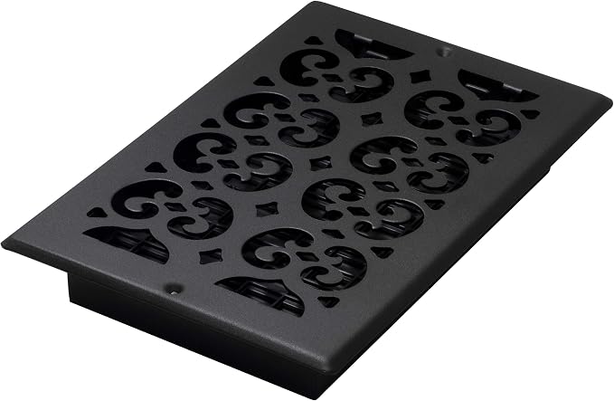 Decor Grates ST610W Scroll Design Wall/Ceiling Register, 6x10, Textured Black