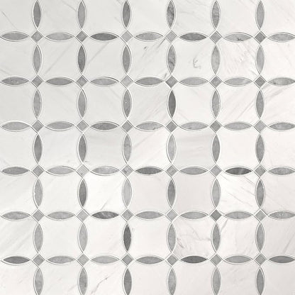 MSI Bianco Dolomite 11 in. x 11 in. Lola Polished Marble Tile for Kitchen Backsplash, Floor Tile, Wall Tile for Bathroom, Shower Wall Tile, Mesh Mounted Mosaic Tile