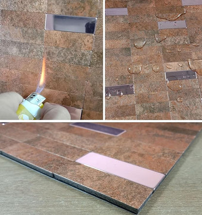 XUANINY Peel and Stick Tile Backsplash Self- Adhesive Wall Tiles Aluminum Mosaic Sticker for Kitchen (11.33"x11.92" Per Sheet, Pack of 10 pcs) (Copper 10)
