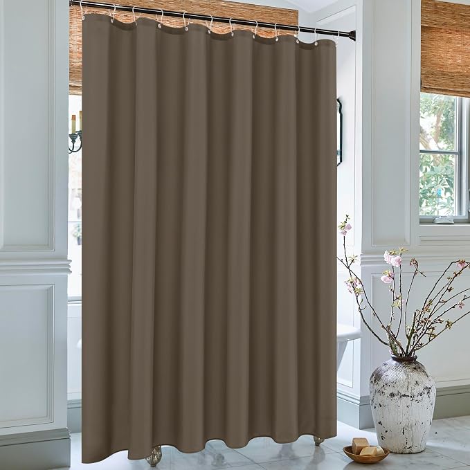 Fabric Shower Curtain Liner 72x72 Inch-Taupe Standard Size Shower Liners | Hotel Quality Water Resistant Shower Liners for Bathroom-Machine Washable Cloth Polyester Bath Curtain-Rental Apartment Home