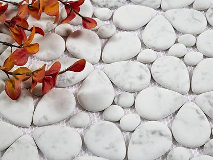 5 Sheets Marble Flowers Mosaic Wall and Floor Tiles for Bathroom and Kitchen 13.39 * 11.02 Inches 1.02 sq.ft