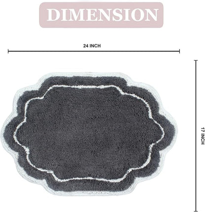 Home Weavers Allure Collection 100% Cotton Tufted Bathroom Rug, Soft and Absorbent Bath Rugs, Non-Slip Bath Carpet, Machine Wash Dry Bath Mats for Bathroom Floor, 17"x24" Bath Rug, Dark Gray