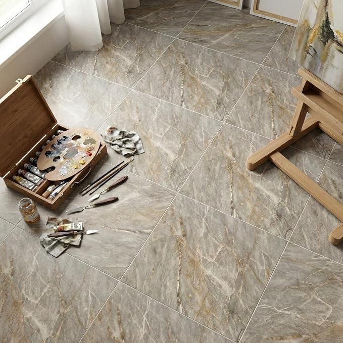 Peel and Stick Floor Tile 12 x 12 Inch Self Adhesive Marble Vinyl Flooring | waterproof and removable sticker tiles, 20-pack covers 20 Sq. Ft, DIY tiles for bedroom, bathroom, kitchen and dining room