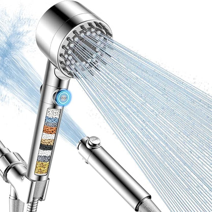 FEELSO Filtered Shower Head with Handheld, High Pressure Shower Filter Head | ON/OFF Switch, Anti-clog Nozzles, 4 Spray Showerhead with Filters for Hard Water, Remove Chlorine, Reduce Dry Itchy Skin