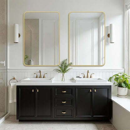 FICTOR Bathroom Mirror for Over Sink, 24"x36" Vanity Mirror for Wall, Gold | Shatterproof Tempered Glass, Anti-Rust Frame, Vertical/Horizontal Mounting, Wall Mirror for Bedroom, Living Room, Entryway