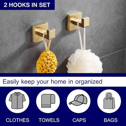 Bathroom Hardware Set 24-Inch Towel Bar,2pcs Towel Hook,Toilet Paper Holder,Hand Towel Holder Stainless Steel Brushed Gold Bathroom Accessories GTS3190BG | SUS304 Stainless Steel,finished by Brushed Gold