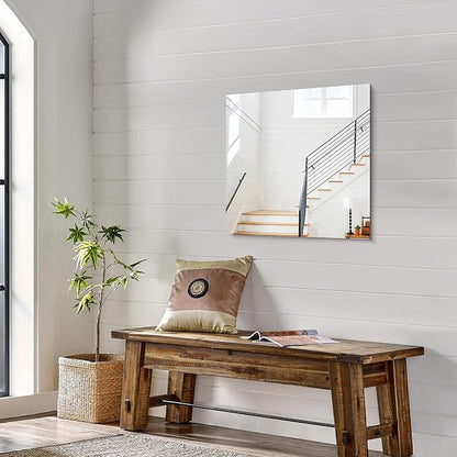 KOCUUY Frameless Mirror, 24"x24" Bathroom Mirror for Over Sink, Upgraded Shatterproof, Large Rectangle Unframed Mirror for Wall, Bathroom, Bedroom, Living Room, Entryway, Hang Horizontal/Vertical