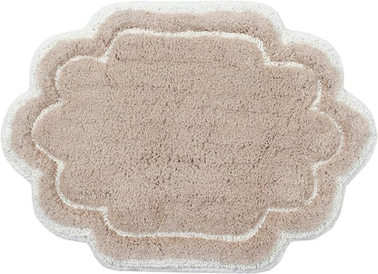Home Weavers Allure Collection 100% Cotton Tufted Bathroom Rug, Soft and Absorbent Bath Rugs, Non-Slip Bath Carpet, Machine Wash Dry Bath Mats for Bathroom Floor, 17"x24" Bath Rug, Linen