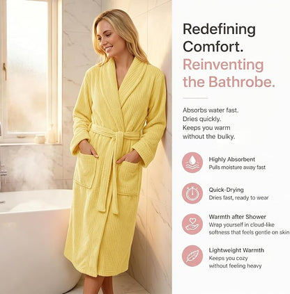 PJGGZ Women's Shawl Collar Bathrobe, Soft Long Towel Robes for Women - Super Absorbent Quick Dry yet Warm