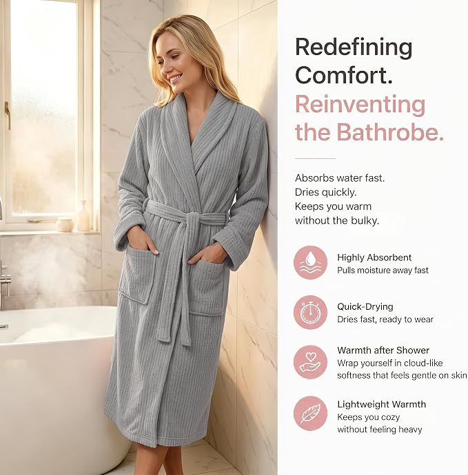 PJGGZ Women's Shawl Collar Bathrobe, Soft Long Towel Robes for Women - Super Absorbent Quick Dry yet Warm
