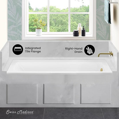 Swiss Madison Voltaire 66" x 32" Right-Hand Drain Alcove Bathtub
