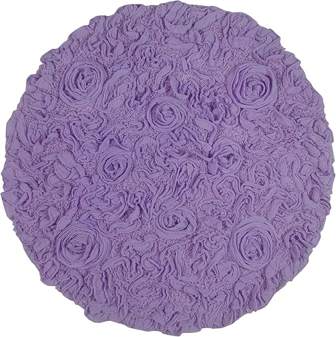 Home Weavers Bell Flower Collection 100% Cotton Tufted Bath Rugs, Extra Soft and Absorbent Bath Rugs, Non-Slip Bath Mats, Machine Washable, Bath Mats for Bathroom Floor and Tub, 22" Round, Purple