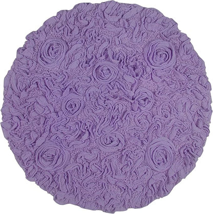 Home Weavers Bell Flower Collection 100% Cotton Tufted Bath Rugs, Extra Soft and Absorbent Bath Rugs, Non-Slip Bath Mats, Machine Washable, Bath Mats for Bathroom Floor and Tub, 22" Round, Purple