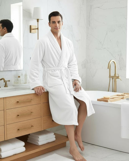 NY Threads Mens Robe, Luxury Plush Fleece Mens Bathrobe, Spa Bath Robe for Men