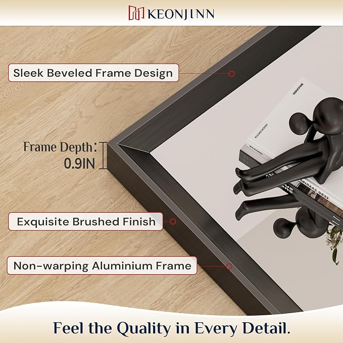 Keonjinn 40 x 24 Inch Black Bathroom Mirrors for Over Sink, Metal Frame | Beveled Rectangle Framed Mirrors for Wall, Black Bathroom Vanity Mirror, Tempered Glass, Square Corner, Farmhouse Style