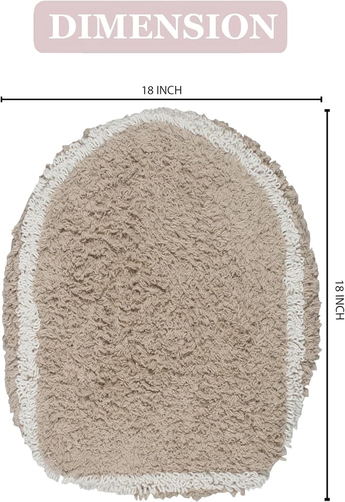 Home Weavers Allure Collection Toilet Lid Seat Cover, Elastic Edges, 100% Cotton Soft Universal Fit for Standard Oblong Round Elongated Bath Room Bowl Lids, Washable, 18"x18" Toilet Lid Cover, Linen
