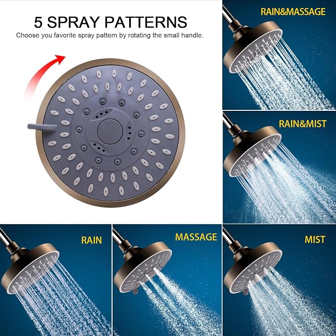 FEELSO Shower Head with Shower Filter, Filtered Shower Head for Hard Water | High Pressure, Anti-clog Nozzles, 5 Spray Showerhead, 15 Stage Water Softener Filters, Remove Chlorine and Harmful Substances