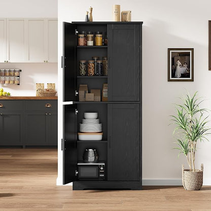 Garvee Kitchen Pantry Cabinet, 70 Inch Tall Storage Cabinet | with Doors and Adjustable Shelves, Freestanding Wooden Classic Cupboard for Living Room, Dining Room, Bathroom