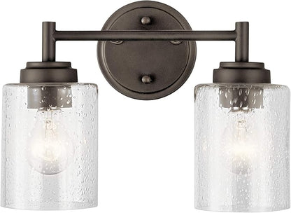 KICHLER Winslow 12.75" 2 Light Vanity Light with Clear Seeded Glass in Olde Bronze®