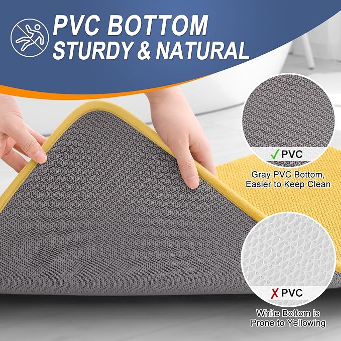 OLANLY Thick Memory Foam Bathroom Rugs 36x24, Absorbent Bath Mat, Yellow | Soft Quick Dry Bath Rugs, Non-Slip, Machine Washable Carpet for Bathroom Floor, Tub and Shower, Home Decor Accessories